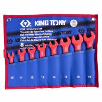 Набор рожковых диэлектрических ключей KING TONY 10-19 мм, чехол из теторона, 8 предметов 12FVE08MRN