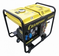 Генератор дизельный CHAMPION DG6500E (5/5,5Квт 8,5лс 12л 94,5кг 1,4л/ч 12V эл.старт колеса счетчик акк.)