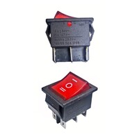 Переключатель KCD4-101/DN 220v нейтраль красный (365к) 16A 250V 20A 125V, арт. 365к